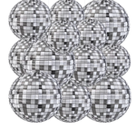 12PCS Disco Ball Paper Lanterns Hanging Decorations Disco Party Decorations 70s Retro Hanging Decorative Lantern Silver Ball Decor for Hippie Birthday Favors Supplies