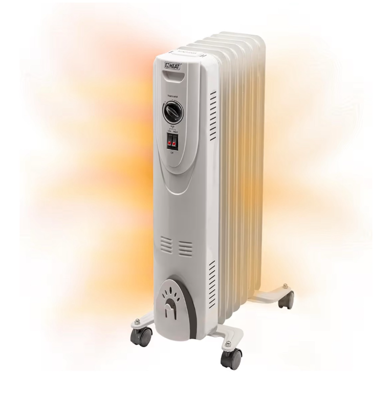 lot 2764 image: Portable Oil Filled Radiator Heater (damage on the front face, does work) - Retail $0