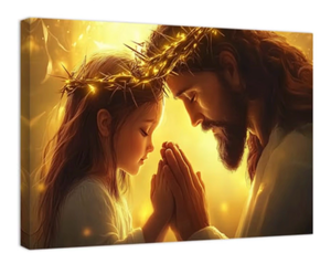 lot 3202 image: ZQQART Jesus and Child Praying Wall Art Religious Canvas Paintings Christian Praying Picture God Poster Church & Prayer Room Wall Decor - Retail $0