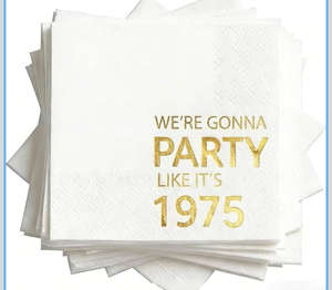 lot 3205 image: Horaldaily 100 Pack 51th Birthday Disposable Paper Decorative Luncheon Napkins, Were Gonna Party Like Its 1975 Hand Towel for Party Lunch Dinner Kitchen Bathroom (Gold,6.5x6.5 Inches) - Retail $0