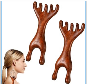 lot 3214 image: 2 Pcs Wooden Massage Tools 5-Claw Wooden Scalp Massager Comb Meridian Therapy Manual Scalp Massager Natural Sandalwood Guas Sha Tools Ergonomic Handheld Massage Stick For Head Neck Face Nose Jaw - Retail $0