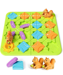 lot 3224 image: STEM Board Games Kids Toys, Maze Brain Teaser Puzzles Learning Games for Kids Ages 4-8 118 Challenges 5 Difficulty Levels Squirrel Logic Track Building Blocks, Educational Montessori Birthday Gifts - Retail $0