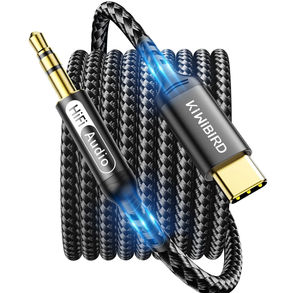 lot 3225 image: USB Type C to 3.5mm Male Aux Audio Jack Braided Cable with Hi-Fi DAC, 1.2m - Retail $0