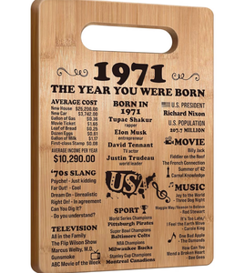 lot 3243 image: 1970 Year You Were Born Commemorative Wooden Plaque - Retail $15