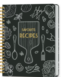 lot 3245 image: Blank Recipe Notebook to Write in Your Own Recipes, Full Page Sprial Hardcover Personal Recipe Organise, Recipe Journal Hold 140 Recipes (Black) - Retail $0