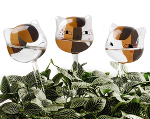 lot 3253 image: KiKiHeim Automatic Plant Waterer Globes Self Watering Planter Insert Devices System, Hand Blown Clear Glass Water Bulbs for Indoor&Outdoor, 6.4oz190ml Capacity, 3 Cats - Retail $0