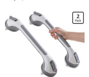 lot 3256 image: TAILI Grab Bars for Bathtubs and Showers 2 Pack Suction Grab Bar, Heavy Duty Shower Handle Removable Bath Handrails for Seniors and Elderly, Bathroom Safety Grip No Drilling Waterproof,Grey - Retail $0