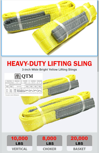 lot 3260 image: QTM 2-Pack 3-inch X6.5 Lifting Sling, Vertical10,000 LBS, Choker 8,000 LBS, Basket 20,000 LBS, 100% Polyester High-Strength 2-Ply. Durable Lifting Slings, Towing Strap(3 X6.5) - Retail $0