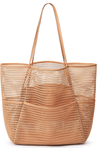 lot 3261 image: BeachNylon Mesh Tote Bag, Casual Tote Bag Hobo Women Foldable MAX 23L Shoulder Bag For Beach Picnic Vacation - Retail $0