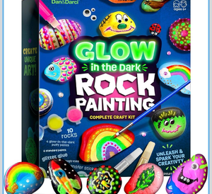 lot 3265 image: Dan&Darci Kids Rock Painting Kit - Glow in The Dark - Gifts Arts & Crafts for Boys and Girls Ages 6-12 - Craft Activities Kits - Creative Art Toys for 6, 7, 8, 9, 10, 11 & 12 Year Old Kid - Retail $0