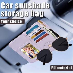 lot 3290 image: Peisicne Visor Organizer, Purple Sunglass Holder For Car, Sunvisor Organizers with Multiple Pockets and Picture Frame, Essential Car Interior Accessories for Women and Men