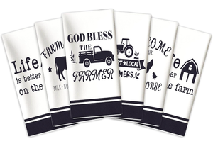 lot 3292 image: Farmhouse Cow Hand Towels Set - 6pcs Soft -Print Farmhouse Chicken CoopWindmill Absorbent Bathroom Towel for Kitchen Bathroom Decor, Shower, Hotel & Spa,White 15.7x23.6 - Retail $0