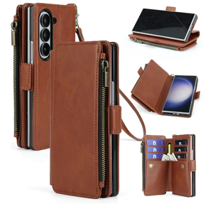 lot 3310 image: ASAPDOS for Samsung Galaxy Z Fold 6 Wallet Case with S Pen Holder,PU Leather Strap Wristlet Flip Case with Magnetic ClosureS-Pen Fully Compatible,Card HolderRFID Blocking and Kickstand Brown - Retail $0