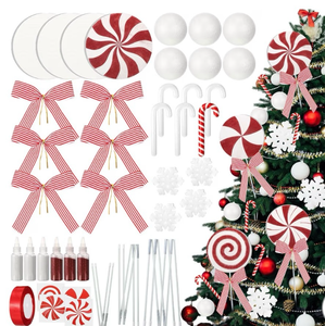 lot 3319 image: Roowest 37 Pcs Christmas Candy Cane Decorations DIY Foam Hanging Peppermint Ornaments for Christmas Tree Candy Lollipop Craft for Xmas Tree Home Supplies - Retail $0