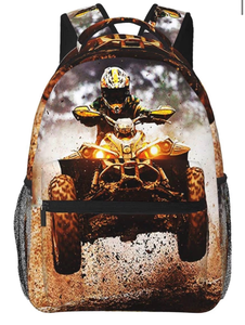 lot 3338 image: Backpack Dirt Quad Bike 4 Wheelers Off Road Ride on ATV, Travel Laptop Backpacks Casual College Daypack School Bag for Boys Girls Men Adult - Retail $0
