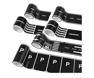 lot 3344 image: 7 Rolls Roadway Tape, Race Cars Decorations for Kids Birthday Party, Race Track Tape Easy to Stick and Tear Without Leaving Any Traces, 92 FT Long 4 Types of Road Tape - Retail $0