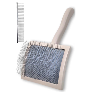 lot 3345 image: Specialized Grooming Tool for Great Pyrenees and Doodles (Goldendoodles, Poodles & Labradoodles) - Dog Slicker Brush & Comb Kit Work Through Dense and Long Coats, for Both Matted Hair and Shedding - Retail $0