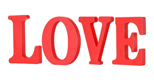 lot 3374 image: Love Wood Sign Table Decoration Red Freestanding Love Letter Table Centerpiece for Valentines Day Home Table Decor(Red) - Retail $0