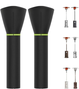 lot 3384 image: 2-pack Patio Heater Covers with Reflective Strips, Waterproof, Dustproof,Fits for East OakFire SenseHampton Bay Outdoor Garden Standing Heater, Black,89 Height x 33 Dome x 19 Base - Retail $0