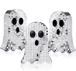 lot 3392 image: Halloween Disco Ghost Decor 6 Inch Ghost Disco Ball Table Decoration Indoor Glitter Sign Halloween Tiered Tray Decor Mosaic Horror Table Centerpiece for Kitchen Party Gift(Silver) - Retail $0