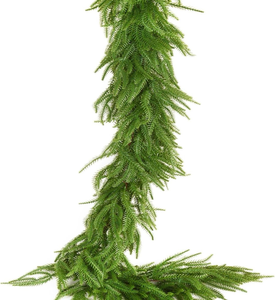 lot 3393 image: Artificial Pine Garland 6 FtPiece Christmas Garlands for Decoration Faux Greenery Garland for Table, Mantle, Wall, Indoor, Outdoor Winter Christmas Decor (1, 6 FtPiece) - Retail $0