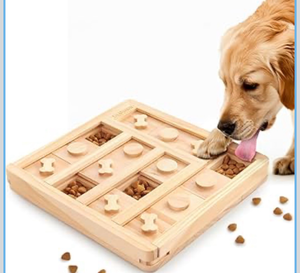 lot 3411 image: LOOBANI Dog Puzzle Toys Wooden - Interactive Toys for Boredom, IQ Training and Mental Brain Stimulation, Treat Dispensing and Entertainment ToysFood Slow Feeder for Small to Large Dogs - Retail $0