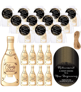 lot 3419 image: Maxcheck 25 Sets Retirement Party Favors Bottle Opener for Guest Vintage Cheers to Retirement Thank You Cards and Organza Bags Souvenirs Countdown Gifts for Man - Retail $0