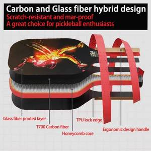 lot 3431 image: KUDANLONG USAPA Approved Pickleball Paddles Set of 2 - Hybrid Carbon-Glass Fiber 2-Pack Rackets, 16mm Honeycomb Core Complete Pickle Ball Set with IndoorOutdoor Balls & Carry Bag, Unisex Design - Retail $30