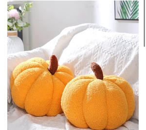 lot 3442 image: Queekay 2 Pcs Pumpkin Pillow Plush 11 x 9.5 Inch Thanksgiving Stuffed Pumpkin Decor for Fall Home Bedroom Throw Pillow Cushion Gifts for Holiday Operation Christmas Halloween Car Sofa(Ginger) - Retail $0