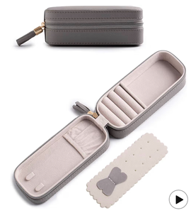 lot 3443 image: SANQIANWAN Jewelry Travel Box Case Organizer Bridesmaid Gifts Women Her Girl Holder Small Mini Accessories Mother Christmas (Gray) - Retail $0