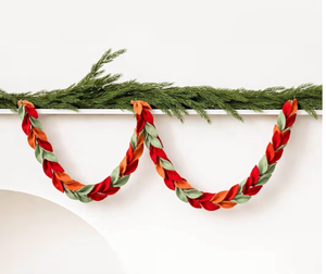 lot 3446 image: Suncalla 6 Pcs 72 Red Felt Garland Leaves Decorations for Home, Tree Felt Garland, New Year 540 Red Green Leaves Banner, Fall Rattan for New Year Themed Party, Mantel Wall Home Decoration - Retail $0