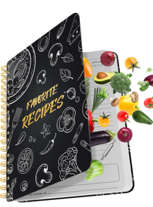 lot 3452 image: Blank Recipe Notebook Pages to Write & Preserve Your Own Recipes - Spiral Hardcover Recipe Notebook - Hold 160 Recipes - Personal Kitchen Gift (Black) - Retail $0