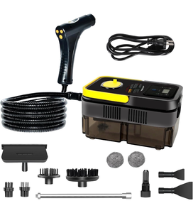lot 3458 image: Handheld Pressurized Steam Cleaner�� 6-Level Adjustable Handle 20s Heat-Up Big Tank, Portable Steamer for Cleaning Stubborn Dirt Grease Tile Grout Floor Car (BlackYellow) - Retail $0
