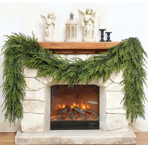 lot 3462 image: 5FT Christmas Artificial Norfolk Pine Garland for Fireplace - Realistic Faux Greenery Fake Garland for Holiday,Table, Window,Mantel,Stairs, Home,Indoor Outdoor Decor (1PCS) - Retail $0