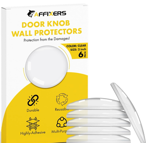 lot 3466 image: Clear Door Stoppers for Wall �� Self Adhesive Door Knob Wall Protector, Door Slam Stopper, Door Handle Bumper Guard (Medium -2 (6 Pack)) - Retail $0