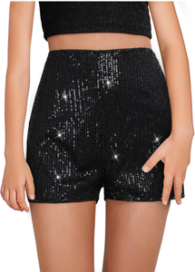 lot 3471 image: CharmWM Girls Sequin Shorts Elastic Straight Leg Sparkly Glitter Party High Waist Shorts 5-14 Years - Retail $0