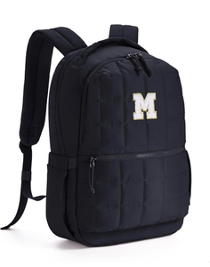 lot 3473 image: WANDF Initial Laptop Backpack for Women, Quilted Puffer 14 Inch College Backpack, Personalized Water-Resistant Travel Backpack Daypack (Black M) - Retail $0