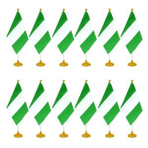 lot 3486 image: WXTWK 12 Pack Nigeria Flag Nigerian Desk Flag Small Mini Nigerian Table Flags With Stand Base,Home Office Festival Events Celebration Decorations - Retail $15