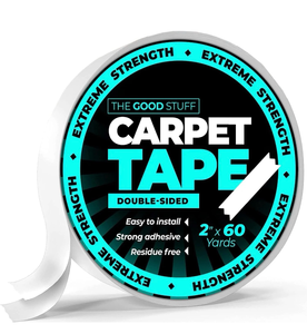 lot 3490 image: The Good Stuff Double Sided Carpet Tape 2x60yd - Heavy-Duty Rug Gripper Tape - Strong Non-Slip Rug Tape for carpet, Hardwood floors, Vinyl, Area Rugs, Tiles, and Concrete - No Residue, Easy Removal - Retail $0