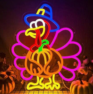 lot 3502 image: Football Turkey Neon Sign for Game Room, LED Wall Light for Man Cave Bedroom Bar, USB Powered Dimmable Football Decor for Kids Room, Tailgate Parties, Game Day Wall Hanging - Retail $0