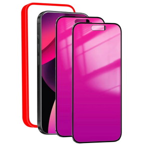 lot 3505 image: 2 Pack Privacy Screen Protector for iPhone 17 Air Anti-Spy Tempered Glass Gradient Colorful 17Air Mirror Effect Full Coverage Anti-Bluelight Anti-Bubble Alignment Frame 6.5 Inch (Pink) - Retail $0