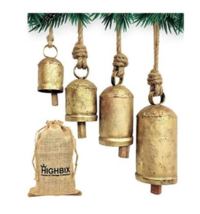 lot 3515 image: Rustic Christmas Hanging Bells �� Handmade Iron Bell Set on Jute Rope �� Vintage Shabby Chic Door & Wall Decor �� HIGHBIX Farmhouse Holiday Decoration (4) - Retail $0