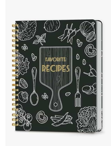 lot 3521 image: Blank Recipe Notebook to Write in Your Own Recipes, Full Page Sprial Hardcover Personal Recipe Organise, Recipe Journal Hold 140 Recipes (Black) - Retail $0