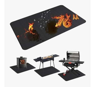 lot 3522 image: LYEMAT BBQ Grill Mat for Outdoor Grill, 51 x 36 inches Heavy Duty Thickened Under Grill Mats, Oil-Proof Waterproof Floor Protector for Deck and Patio - Retail $0
