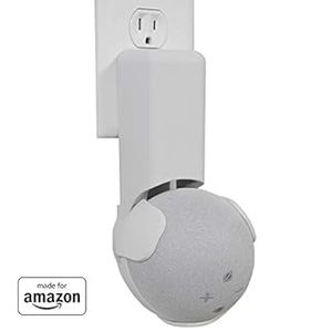 lot 3523 image: Made For Amazon Outlet Hanger, White, for Echo Dot (4th generation) (B08D7JL5RM) - Retail $24