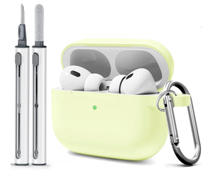 lot 3534 image: for AirPods Pro Case Cover with Cleaner Kit,Soft Silicone Case for Apple AirPod Pro 1st2nd Generation,AirPods ProPro 2 Case Accessories with Keychain-Glow Green - Retail $0