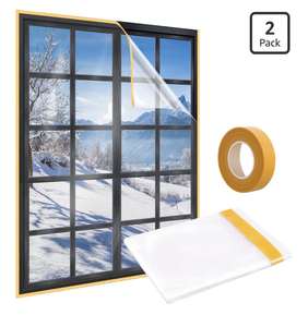 lot 3538 image: 110 x 84 Window Insulation Kit, Window Insulation for Winter, POF Window Sealer for Winter, Insulates Indoor Windows Keep Warm for Weatherproofing Window Film for Winter Window Covering-1PCS - Retail $0