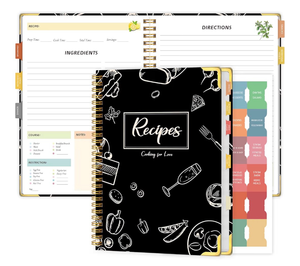 lot 3549 image: Recipe Book to Write in Your Own Recipes �� Blank Recipe Book Cookbook, Hardcover Recipe Notebook Recipe Journal Hold 175 Pages Recipes with Tab Sticker, Spiral-Bound Durable Kitchen Gift Mother, 7.510 - Black - Retail $0