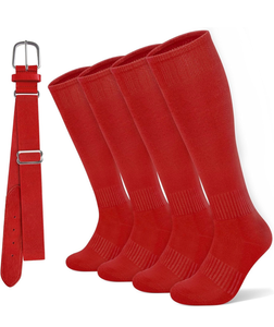 lot 3553 image: YSense Knee High Baseball Socks for Youth, Softball Soccer Calf Tube Socks & Belt Combo Set for Boys Girls Women Men Sports - Retail $0