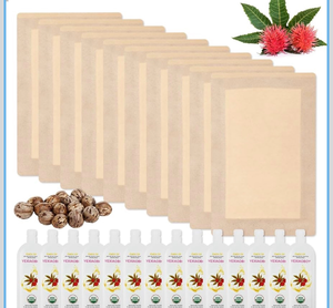 lot 3554 image: Castor Oil Pack Wrap 11.02  6.29in Large Self-Adhesive with 4Oz Organic Castor Oil Cold Pressed USDA Certified - Retail $0